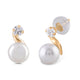 Load image into Gallery viewer, Jewelili 10K Yellow Gold with Pearl and Cubic Zirconia Stud Earrings
