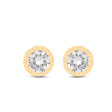 Jewelili 10K Yellow Gold with Round Shape Sig
