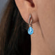 Load image into Gallery viewer, Jewelili Teardrop Drop Earrings with Swiss Blue Topaz and Created White Sapphire in Rose Gold over Sterling Silver View 2
