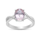 Load image into Gallery viewer, Jewelili Sterling Silver Oval Cut Morganite and Round Created White Sapphire Twisted Halo Engagement Ring
