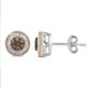 Load image into Gallery viewer, Jewelili Cluster Stud Earrings with Champagne &amp; White Diamonds in 14K Rose Gold over Sterling Silver 1/4 CTTW View 5
