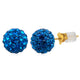 Load image into Gallery viewer, Jewelili 10K Yellow Gold with Capri Blue Crystal Button Stud Earrings
