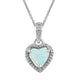 Load image into Gallery viewer, Jewelili Halo Heart Pendant Necklace with Created Opal and Natural White Diamonds in Sterling Silver View 1
