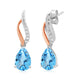 Load image into Gallery viewer, Jewelili Teardrop Drop Earrings with Swiss Blue Topaz and Created White Sapphire in Rose Gold over Sterling Silver View 1
