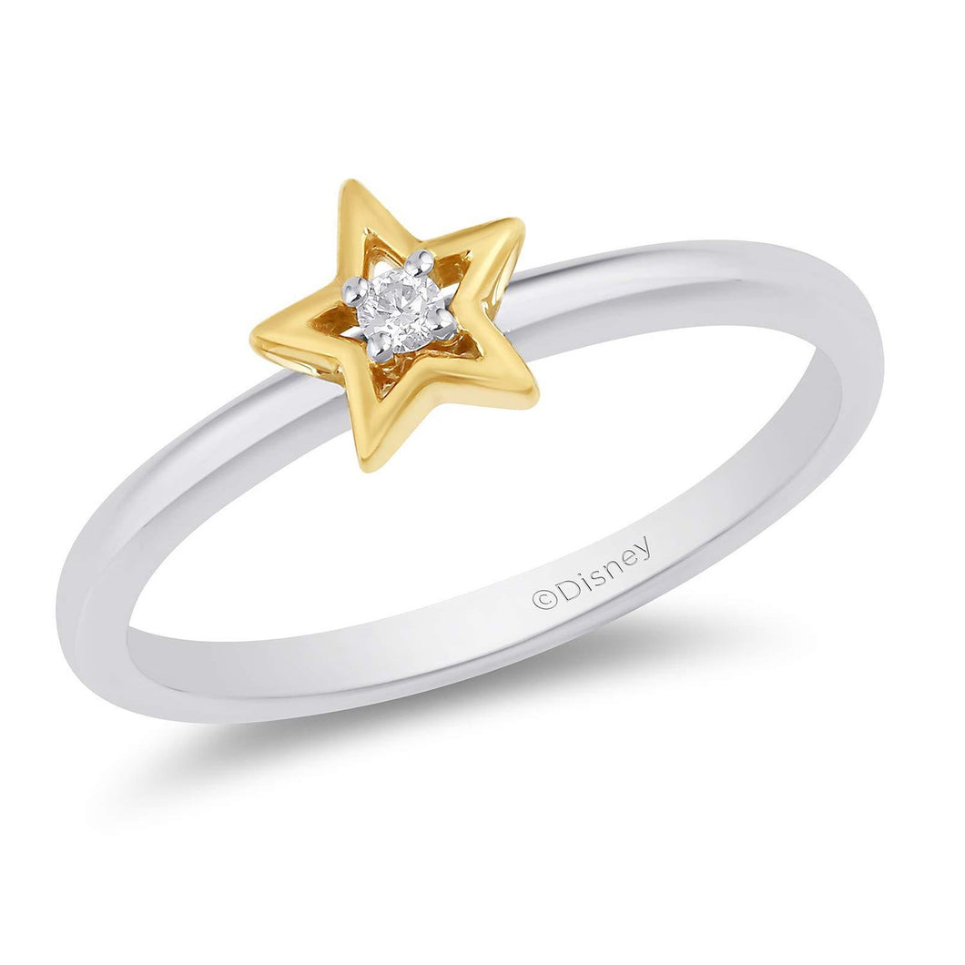 Enchanted Disney Fine Jewelry 10K White Gold and Yellow Gold Diamond Accent Tinker Bell Fashion Ring