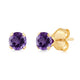 Load image into Gallery viewer, Jewelili Stud Earrings with Round Shape Amethyst in Yellow Gold view 3
