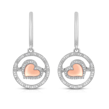 Jewelili Sterling Silver and 10K Rose Gold Wi