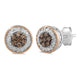 Load image into Gallery viewer, Jewelili Cluster Stud Earrings with Champagne &amp; White Diamonds in 14K Rose Gold over Sterling Silver 1/4 CTTW View 1
