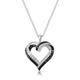 Load image into Gallery viewer, Jewelili Brass with 1/2 CTTW Natural White Baguette and Treated Black Round Diamonds Heart Pendant Necklace
