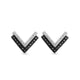 Load image into Gallery viewer, Jewelili &quot;V&quot; Shape Stud Earrings with Treated Black and Natural White Round Diamonds in Sterling Silver 1/6 CTTW View 2
