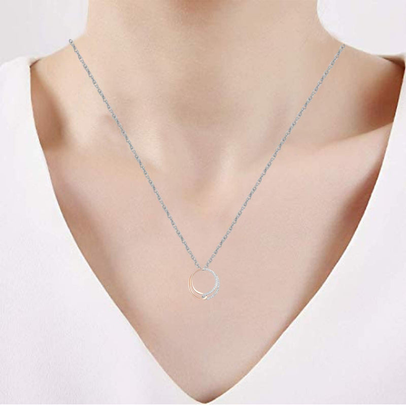 Jewelili Sterling Silver With 1/6 CTTW Diamonds Pendant Necklace