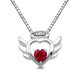 Load image into Gallery viewer, Jewelili Angel Heart Wings Pendant Necklace with Created Ruby in Sterling Silver View 1
