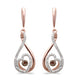 Load image into Gallery viewer, Jewelili Dangle Earrings with Natural White Round and Cognac Diamonds in Rose Gold over Sterling Silver View 2
