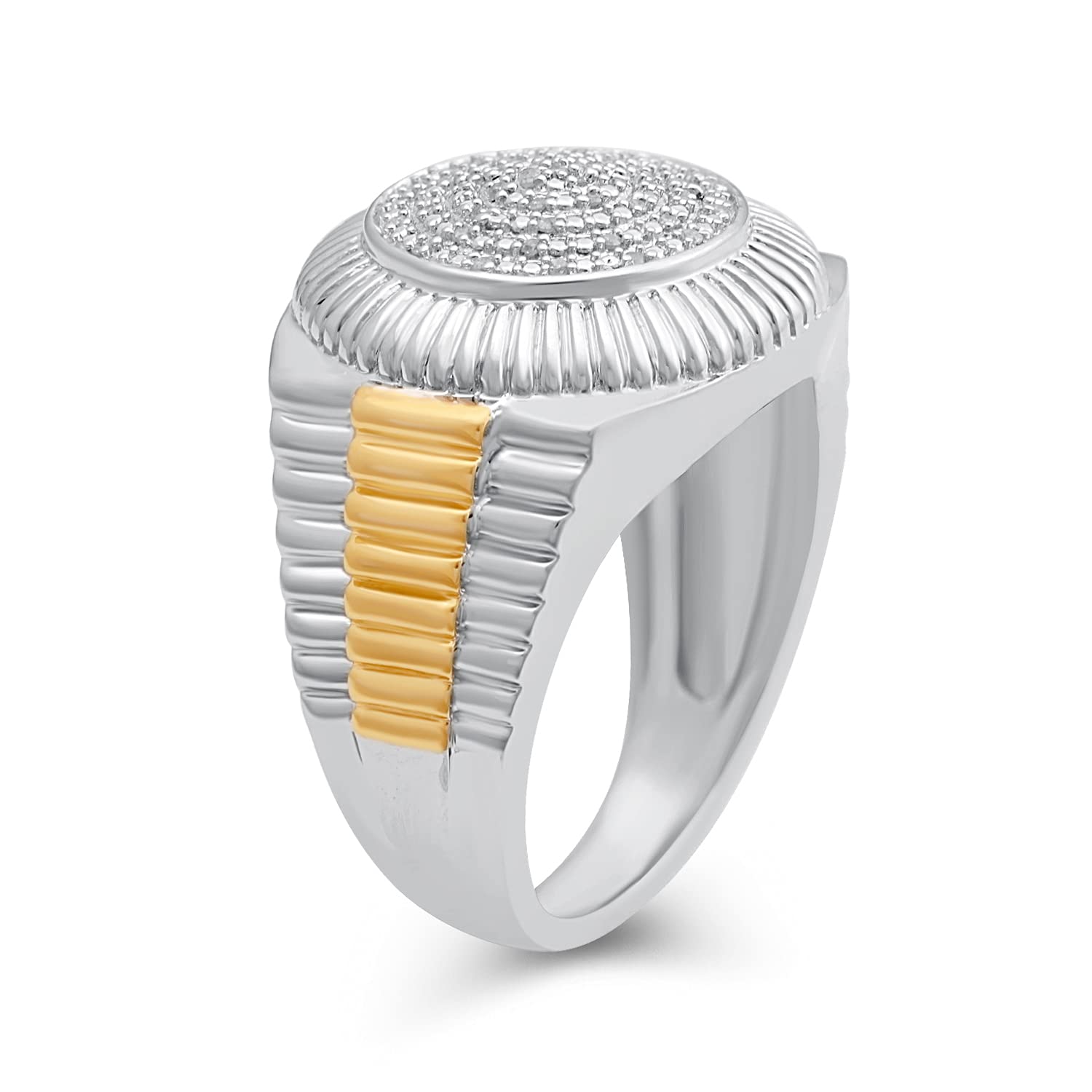 Jewelili Yellow Gold Over Sterling Silver With 1/10 CTTW Natural White