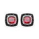 Load image into Gallery viewer, Jewelili Stud Earrings with Created Ruby, Treated Black Diamonds and White Diamonds in Sterling Silver View 3
