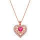 Load image into Gallery viewer, Jewelili Filigree Heart Pendant Necklace with Created Ruby with Created White Sapphire in 14K Rose Gold over Sterling Silver
