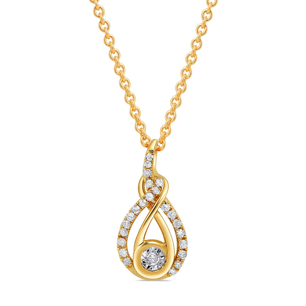 Jewelili Pendant Necklace with Natural White Diamonds in 10K