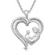 Load image into Gallery viewer, Jewelili Sterling Silver With 1/10 CTTW Natural White Diamonds Mother and Child Heart Pendant Necklace
