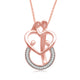 Load image into Gallery viewer, Jewelili Parents with Two Children Pendant Necklace with Diamonds in 14K Rose Gold over Sterling Silver 1/10 CTTW View 1
