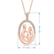 Load image into Gallery viewer, Jewelili Parents with One Child Family Pendant Necklace with Natural White Round Diamonds in 14K Rose Gold over Sterling Silver 1/10 CTTW View 4
