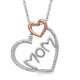 Load image into Gallery viewer, Jewelili 10K Rose Gold and Sterling Silver With Natural White Diamonds Heart Mom Pendant Necklace
