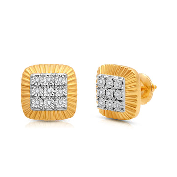 White Gold Square Cluster Diamond Stud Earrings for Men  Splendid Jewellery