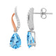 Load image into Gallery viewer, Jewelili Teardrop Drop Earrings with Swiss Blue Topaz and Created White Sapphire in Rose Gold over Sterling Silver View 3
