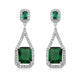 Load image into Gallery viewer, Jewelili Long Dangle Earrings with Octagon Simulated Green Glass Emerald and Clear Crystal in Sterling Silver View 3
