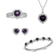 Load image into Gallery viewer, Jewelili Sterling Silver Over Brass with Heart Shape Amethyst and Round Cubic Zirconia Jewelry Set
