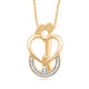 Load image into Gallery viewer, Jewelili Parents with One Child Family Pendant Necklace with Diamonds in 18K Yellow Gold over Sterling Silver 1/10 CTTW View 1
