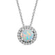 Load image into Gallery viewer, Jewelili Sterling Silver with Created Opal and Created White Sapphire Halo Pendant Necklace
