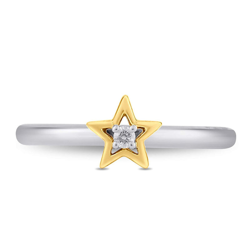 Enchanted Disney Fine Jewelry 10K White Gold and Yellow Gold Diamond Accent Tinker Bell Fashion Ring