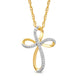 Load image into Gallery viewer, Jewelili 10K Yellow Gold With 1/10 CTTW Natural White Round Diamonds Cross Pendant Necklace
