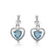 Load image into Gallery viewer, Jewelili Cubic Zirconia Ring, Earrings and Pendant Necklace Jewelry Set with Heart Swiss Blue Topaz and Round in Sterling Silver View 4
