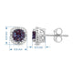 Load image into Gallery viewer, Jewelili Stud Earrings with Round Natural Diamonds and Cushion Created Alexandrite in 10K White Gold 1/10 CTTW View 5
