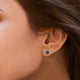 Load image into Gallery viewer, Jewelili 10K Yellow Gold with Capri Blue Crystal Button Stud Earrings
