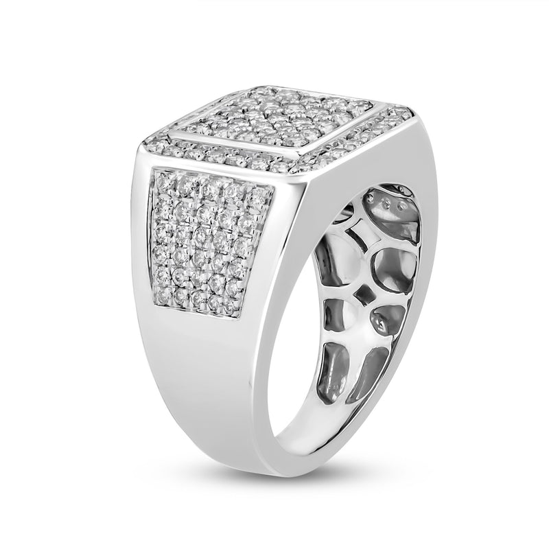 Jewelili Men's Ring with Natural White Round Diamonds in 10K White Gold 2.0 CTTW View 4