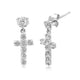 Load image into Gallery viewer, Jewelili Dangle Earrings with Cubic Zirconia in 10K White Gold View 1
