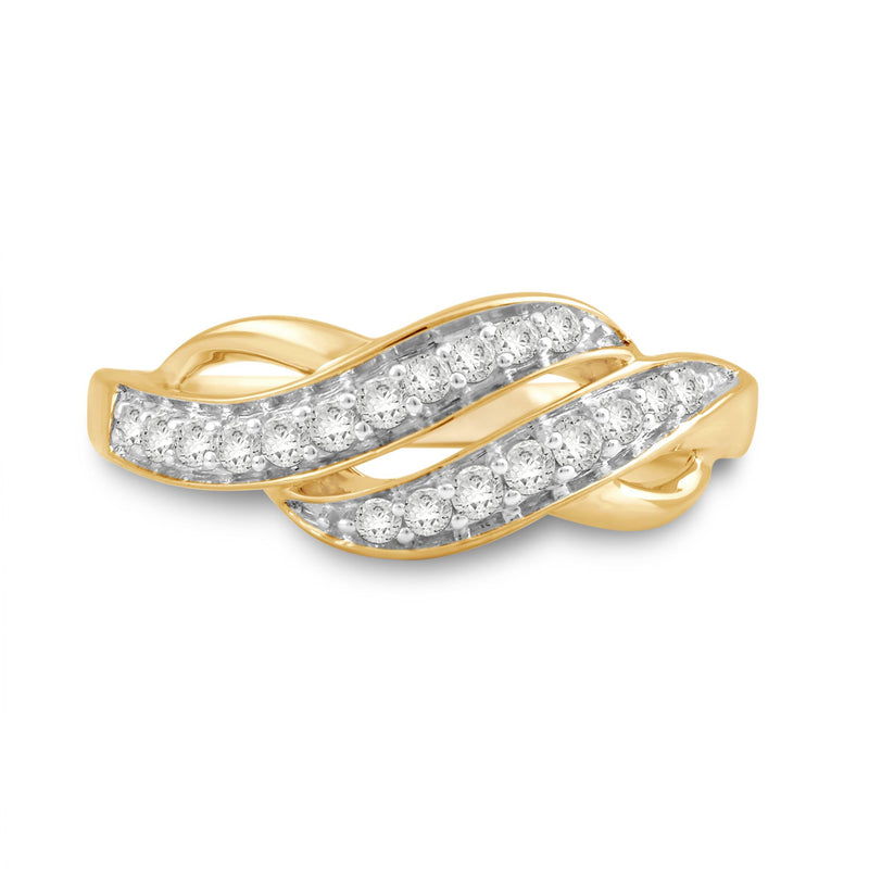 Jewelili Ring with White Round Diamonds in 10K Yellow Gold 1/4 CTTW View 2