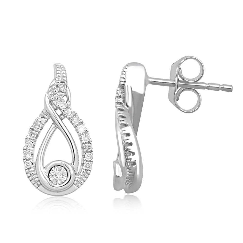 Diamond Teardrop Earrings Sterling Silver