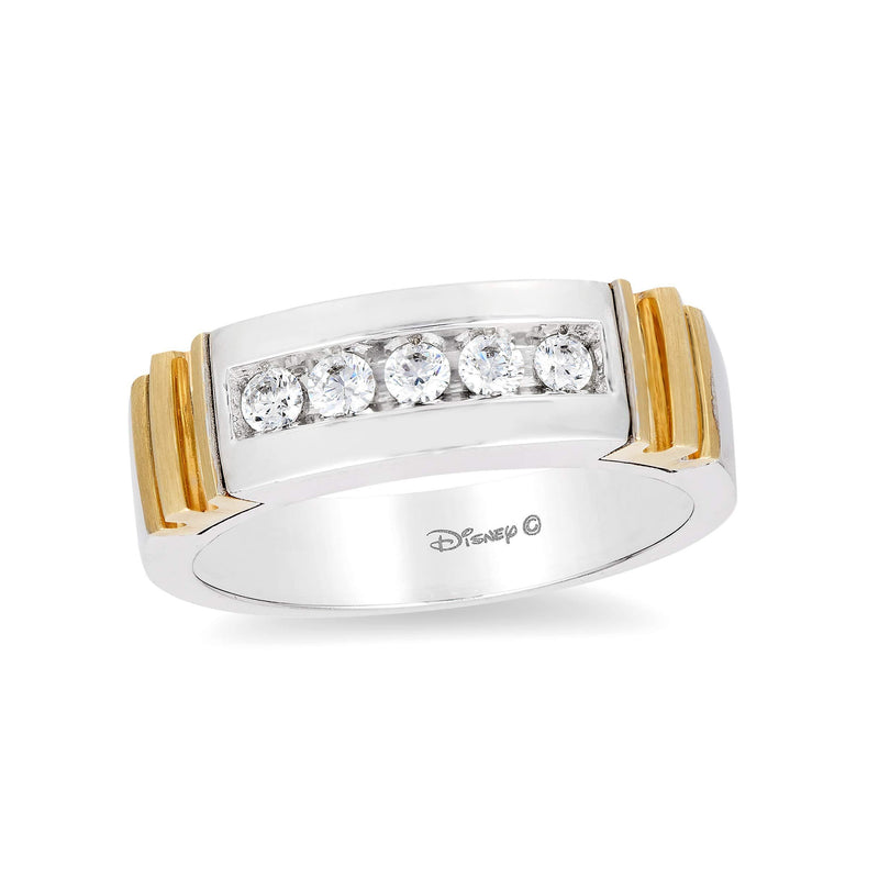 Enchanted Disney Fine Jewelry 14K White and Yellow Gold 1/3 Cttw Mens Ring