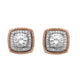 Load image into Gallery viewer, Jewelili Halo Two Tone Earrings with Created White Sapphire in 10K Rose Gold over Sterling Silver View 1
