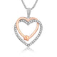 Load image into Gallery viewer, Jewelili Double Heart Pendant Necklace Natural White Round Diamonds in 14K Rose Gold over Sterling Silver 1/5 CTTW View 1
