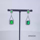 Load and play video in Gallery viewer, Jewelili Sterling Silver With Octagon Simulated Green Glass Emerald and Clear Crystal Long Dangle Earrings
