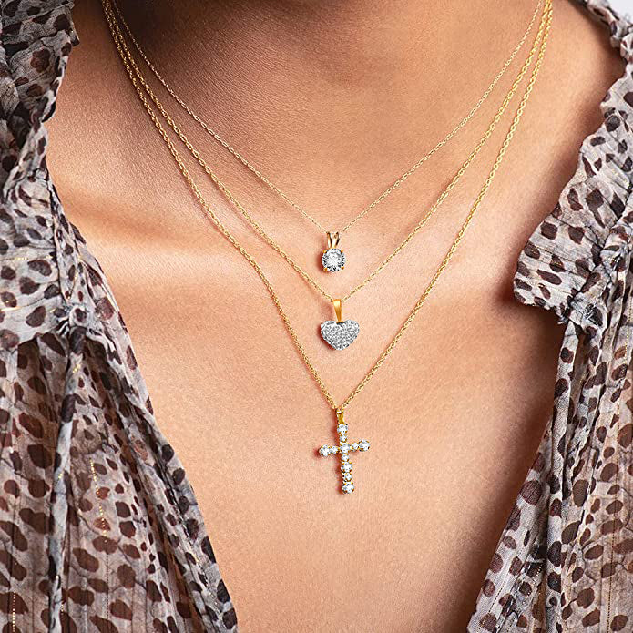 Silver Cubic Zirconia Cross And Chain - F3626 | Chapelle Jewellers