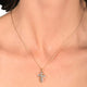 Load image into Gallery viewer, Jewelili Cross Pendant Necklace with Natural White Diamond in 10K Yellow Gold 1/4 CTTW View 1
