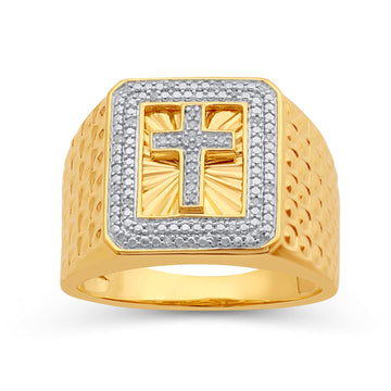 White Diamond Rings for Men – Accent Genuine White Diamond Ring for Men – Hypoallergenic Sterling Silver or 14K Gold Over Silver Ring Men – Real