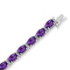 Load image into Gallery viewer, Jewelili Bracelet Amethyst with Genuine White Diamonds in Sterling Silver View 3
