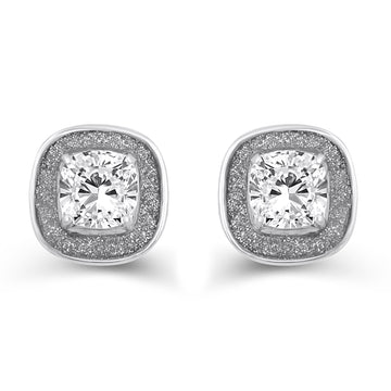 Jewelili Sterling Silver With Cushion Cut Whi