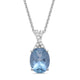 Load image into Gallery viewer, Jewelili Sterling Silver Oval Cut Aquamarine and Round Created White Sapphire Pendant Necklace
